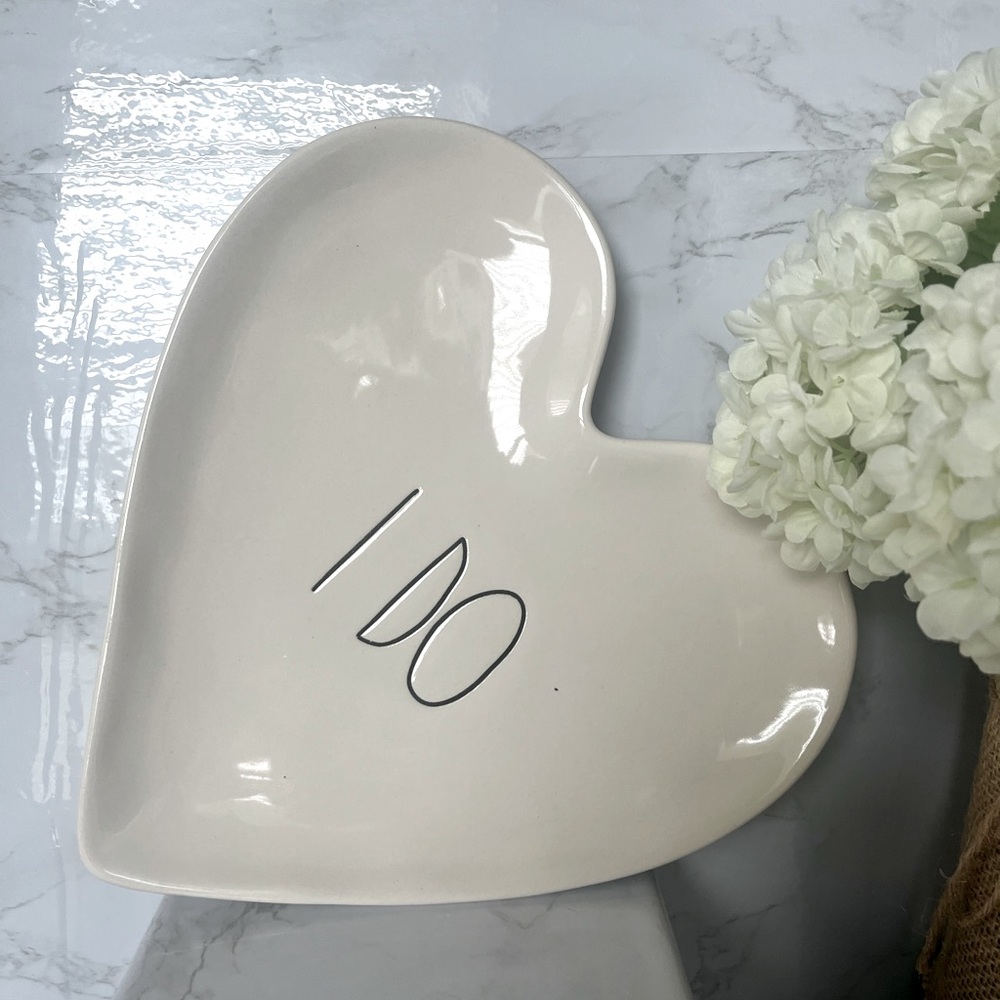 RAE DUNN heart shaped platter “I DO” never used